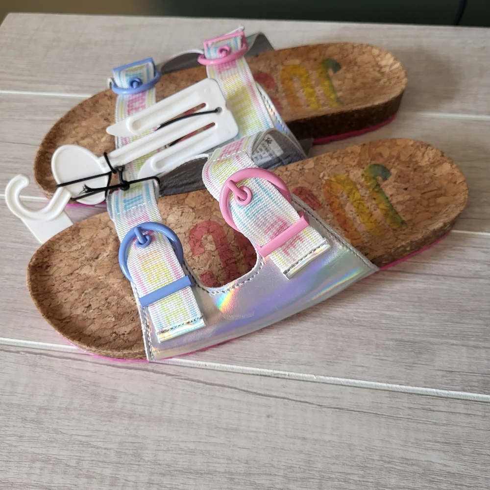 Justice Girls Slip On Footbed Sandals‎ Slides Size 5 New